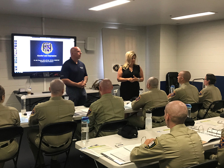 First Responder Treatment Services’ Peer Liaison Ken Burkert addressed all officers of the Union County Sheriff’s Department, along with Julie Tropeano, APN, in multiple training sessions.