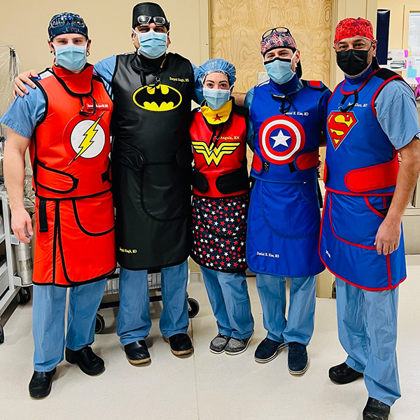 Superheroes stand ready to serve patients at Jersey Shore University Medical Center, Hackensack Meridian Health.