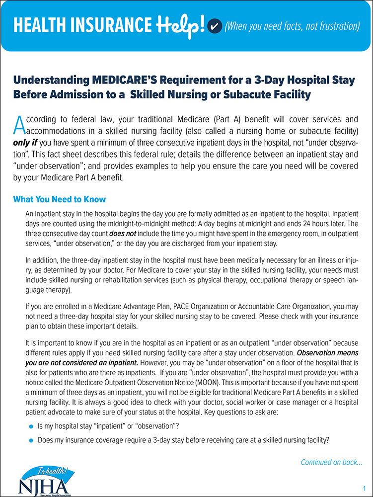 Health Insurance Help!: Understanding Medicare's Requirement for SNF or SAF