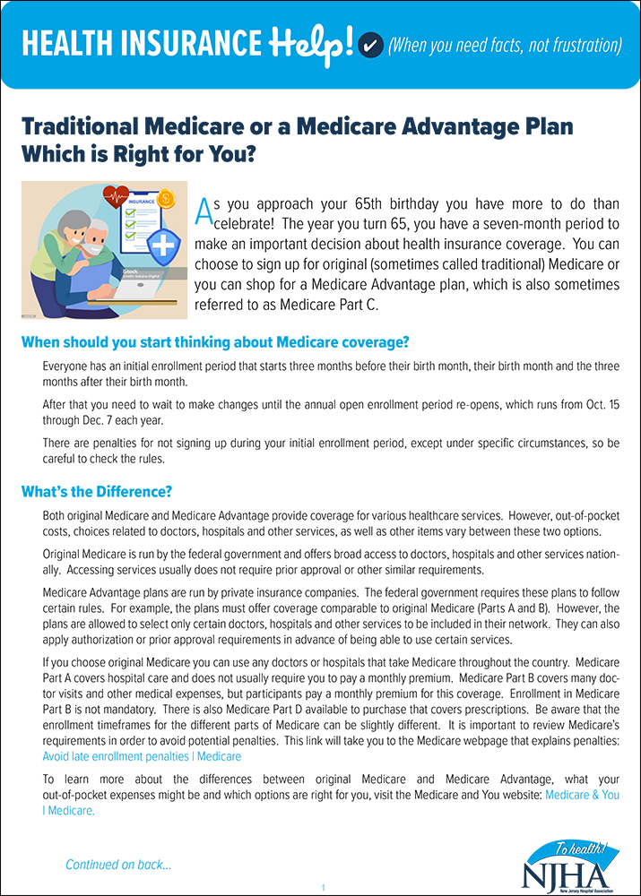 Health Insurance Help! Traditional Medicare or a Medicare Advantage Plan: Which is Right for You?